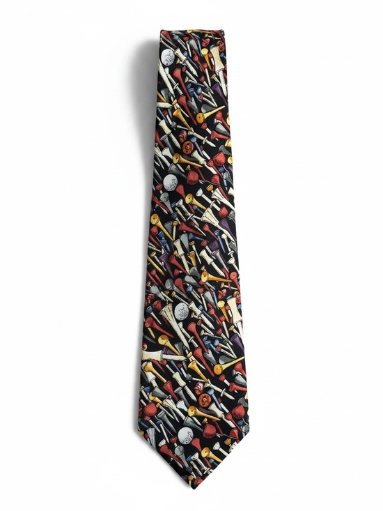 Nicole Miller Other - Nicole Miller Vintage 1996 Golf Tee Print Silk Tie Black Multicolor Necktie OS